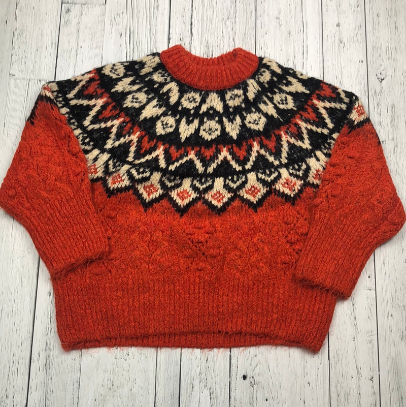 Zara red black white patterned knitted sweater - Hers L