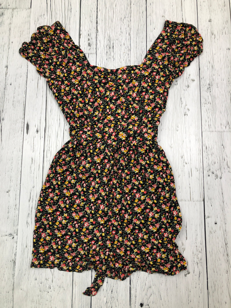 Dex yellow pink black floral romper - Hers S