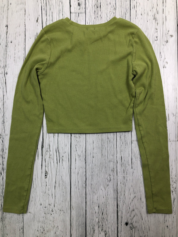 Garage cropped green long sleeve shirt - Hers M