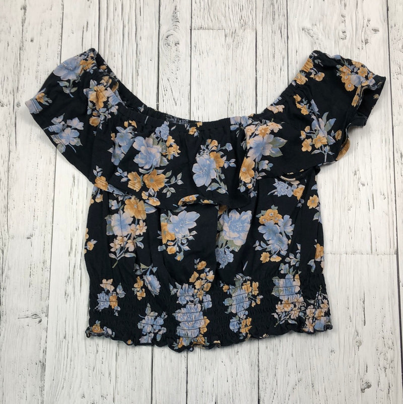 American Eagle black blue floral shirt - Hers M