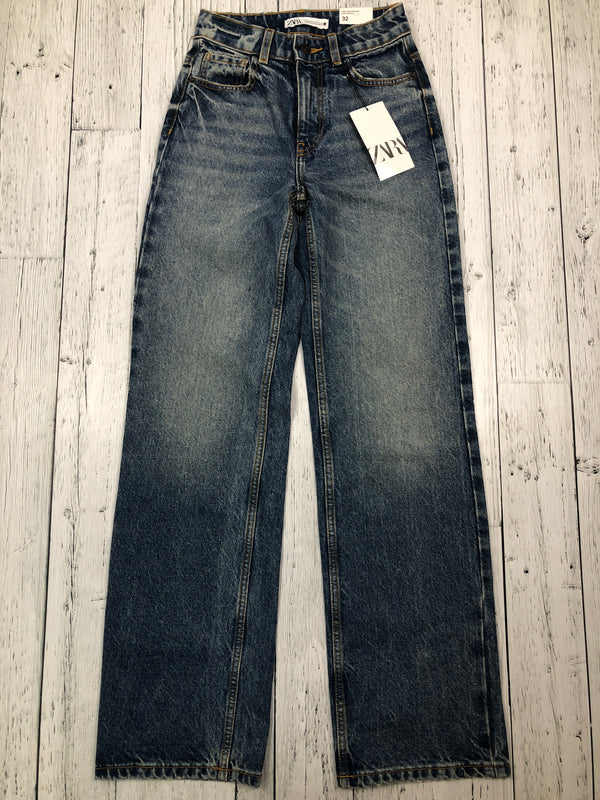 Zara blue high straight long length jeans - Hers XXS/0