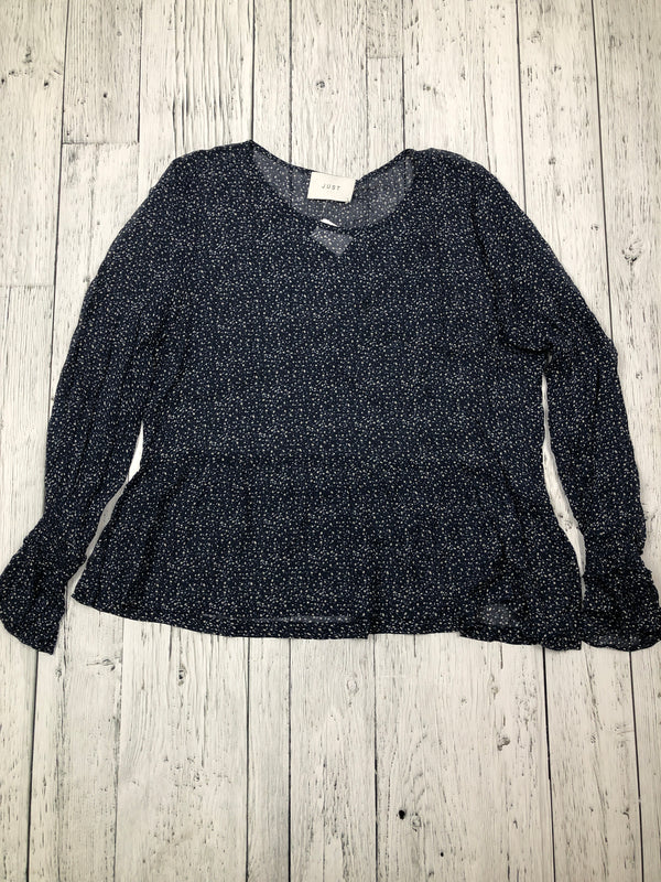 JUST navy white patterned sheer shirt - Hers L