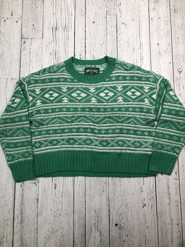 American Eagle green white patterned sweater - Hers M