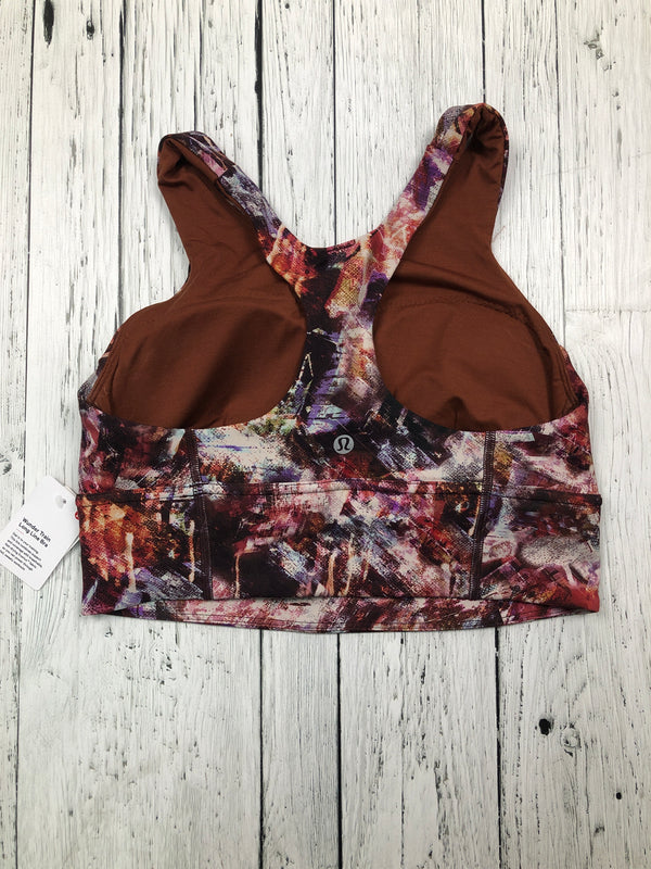 lululemon purple patterned wonder train long line bra - Hers M/8