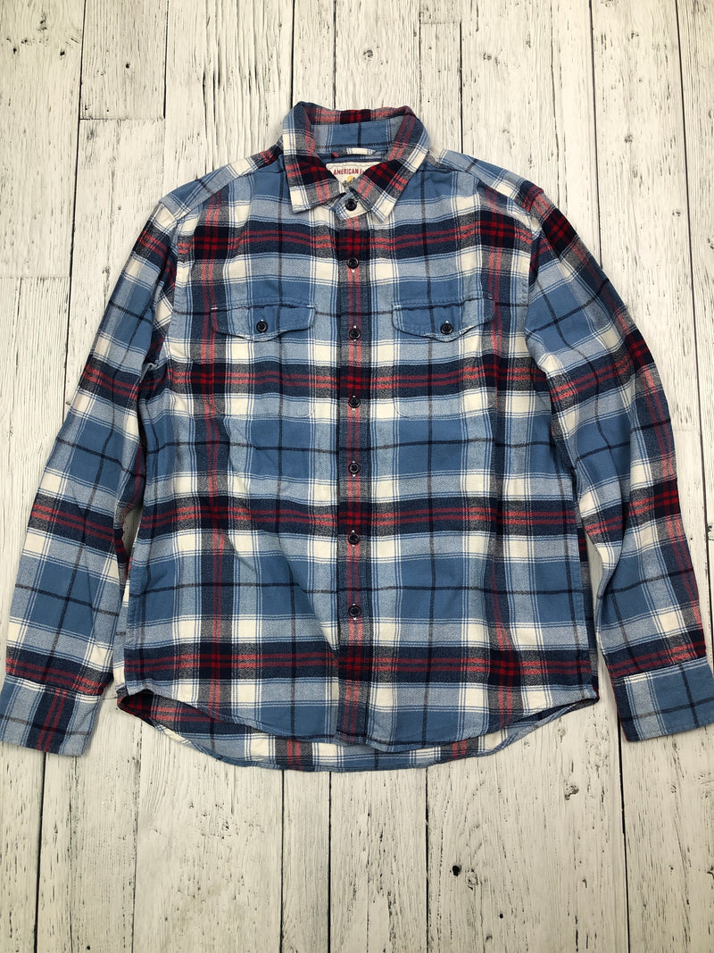 American Eagle blue red plaid flannel - His M