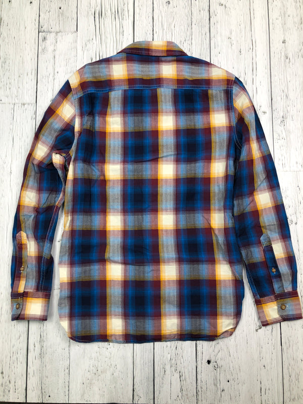 American Eagle blue red yellow plaid flannel - His S