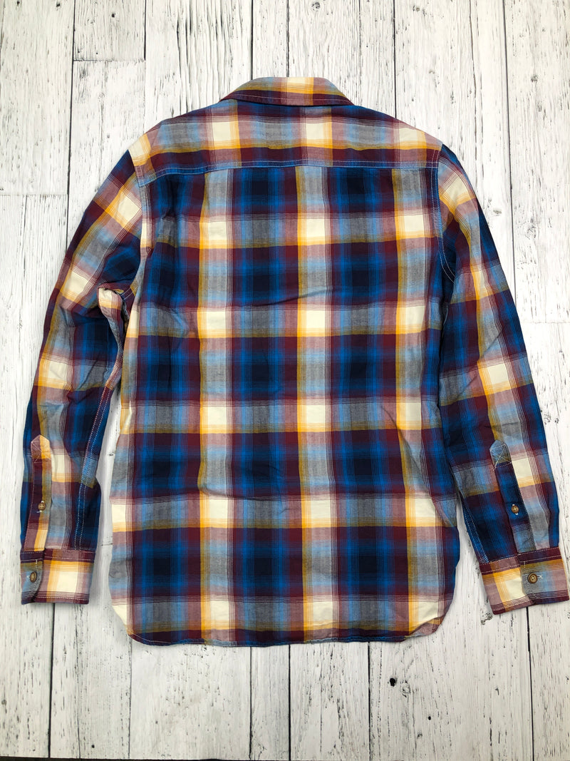 American Eagle blue red yellow plaid flannel - His S