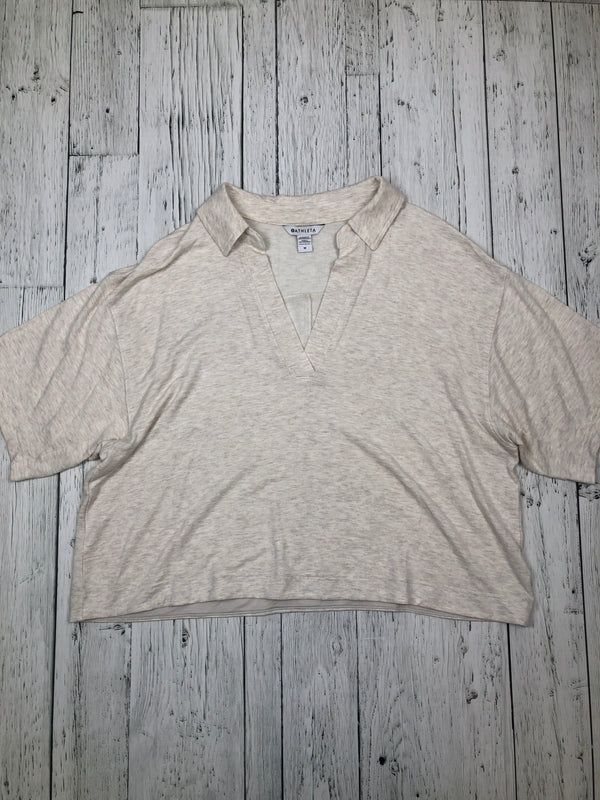 Athleta white collard shirt - Hers M