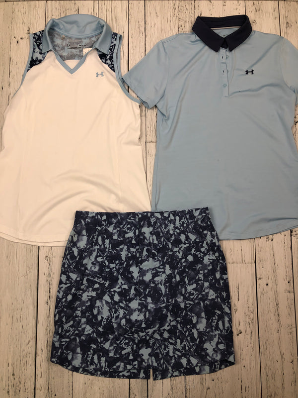 Under Armour blue patterned shirts/skirt 3 piece set - Hers S/4