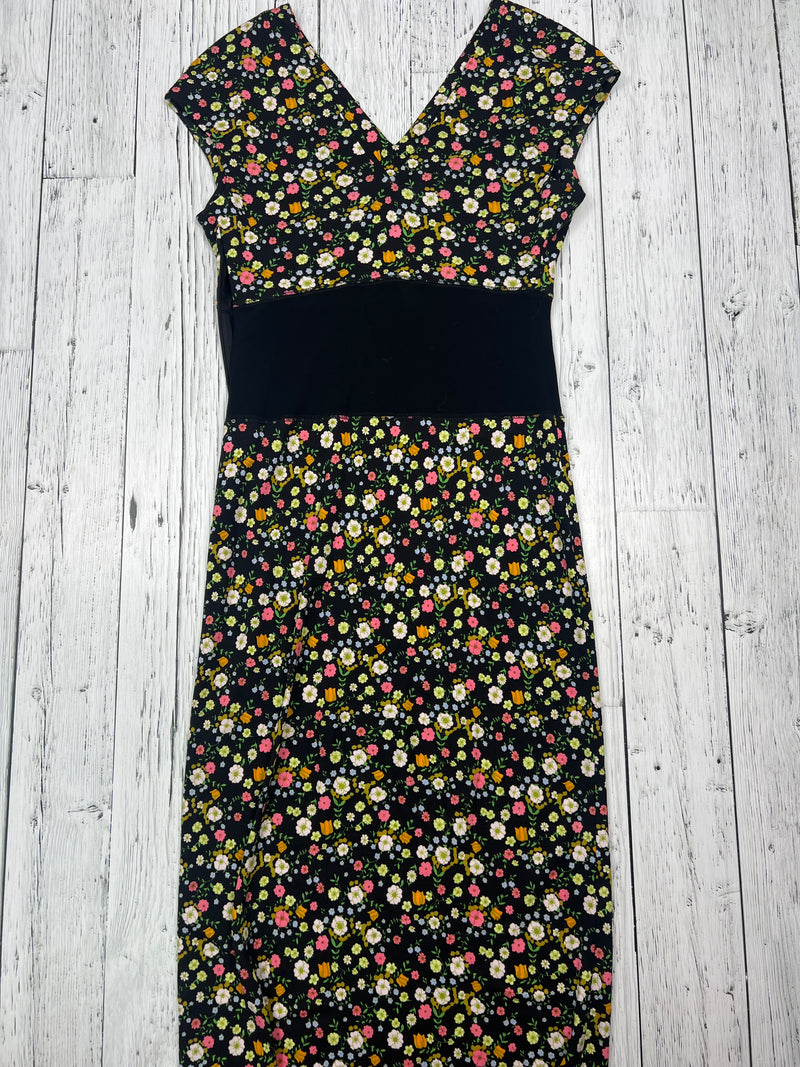 Tory Burch black yellow floral dress - Hers S
