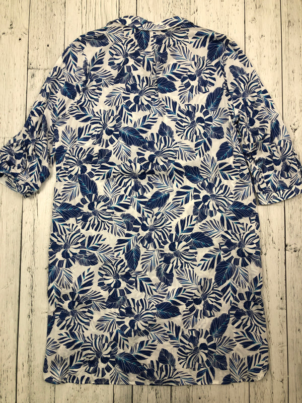 Olsen blue white patterned dress - Hers L