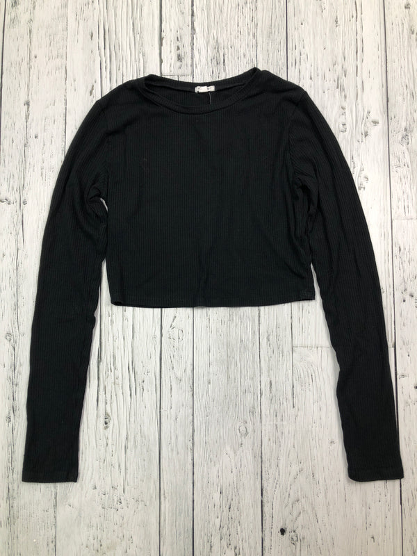 Garage black cropped long sleeve shirt - Hers M