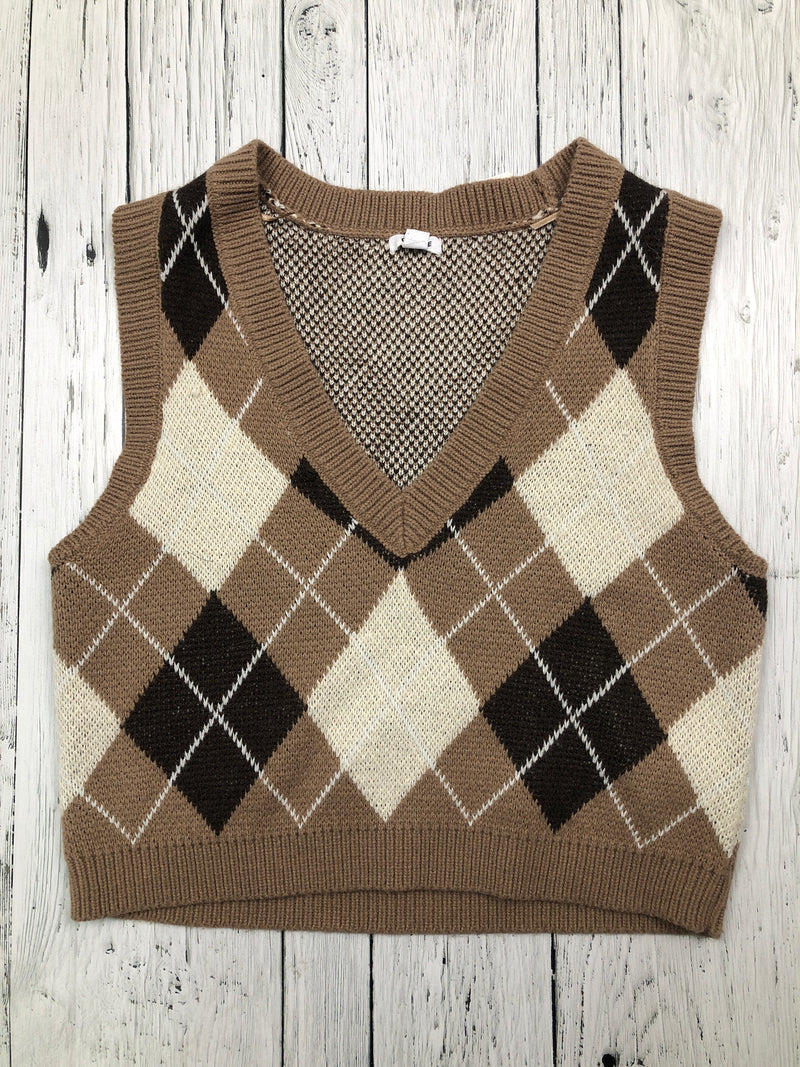 Garage brown white patterned sweater vest - Hers XS