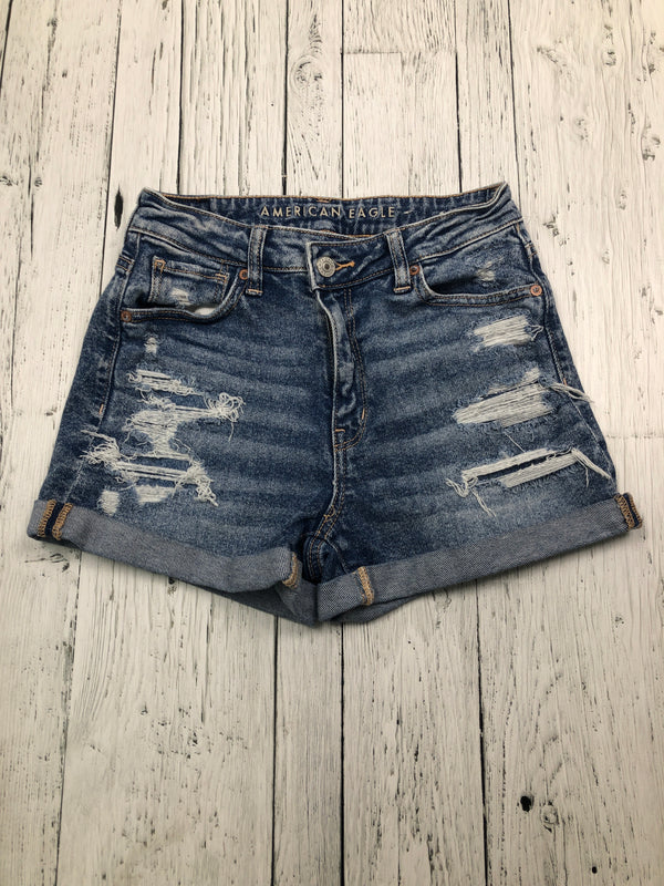 American Eagle distressed blue denim shorts - Hers XXS/0