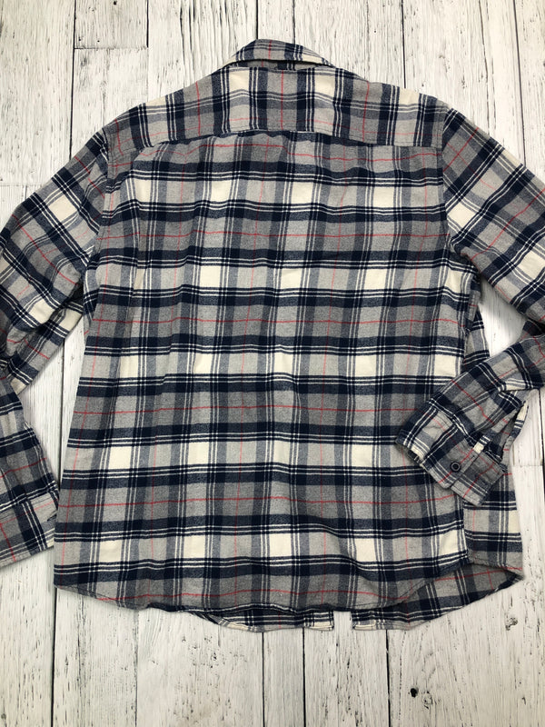 American Eagle blue plaid button up shirt - His L