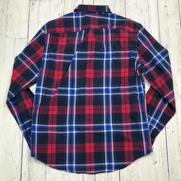 American eagle blue red plaid flannel - His M