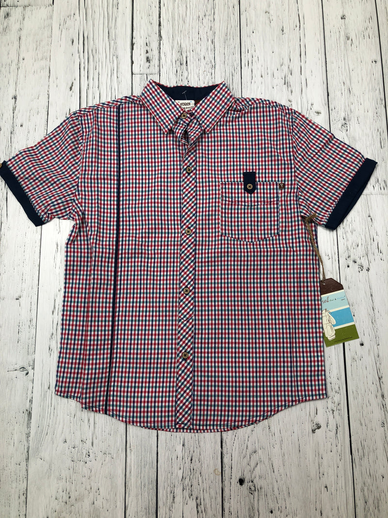 Fore!! red blue white plaid button up shirt - Boys 10