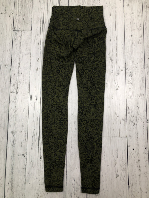 lululemon green black patterned leggings - Hers S/4