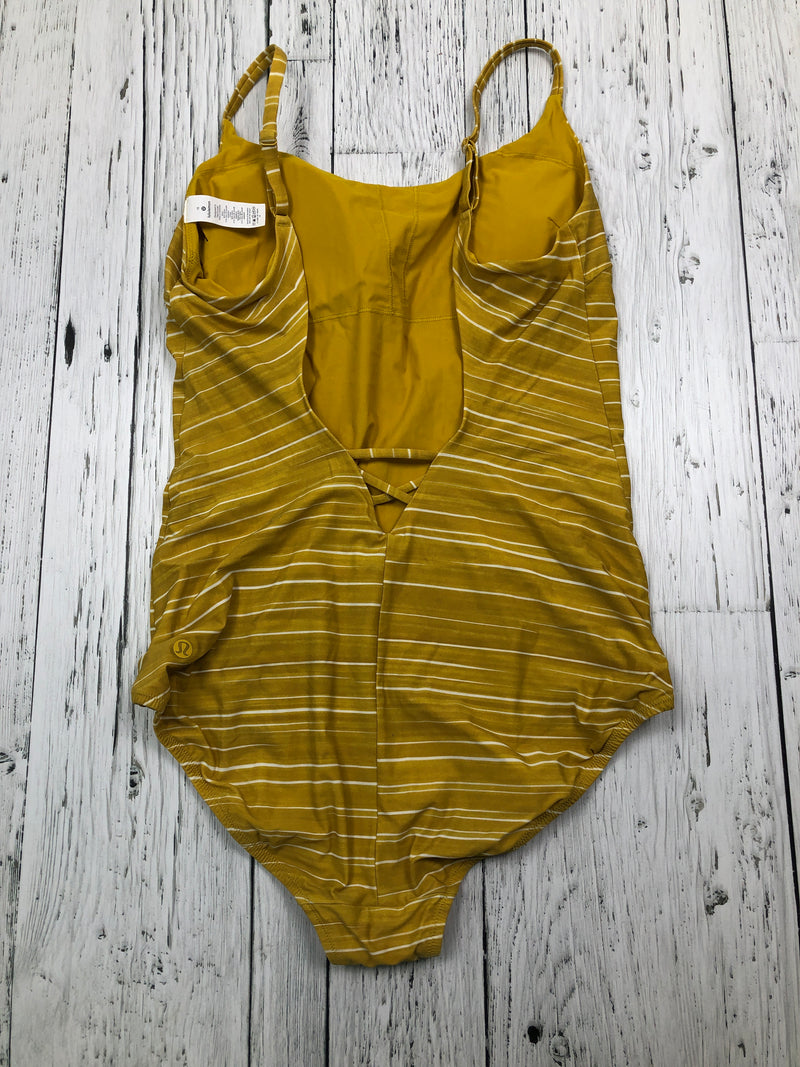 lululemon yellow white striped bathing suit - Hers M/10