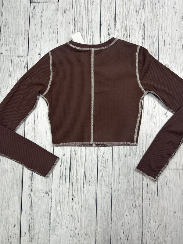 Garage brown crop long sleeve shirt - Hers XS