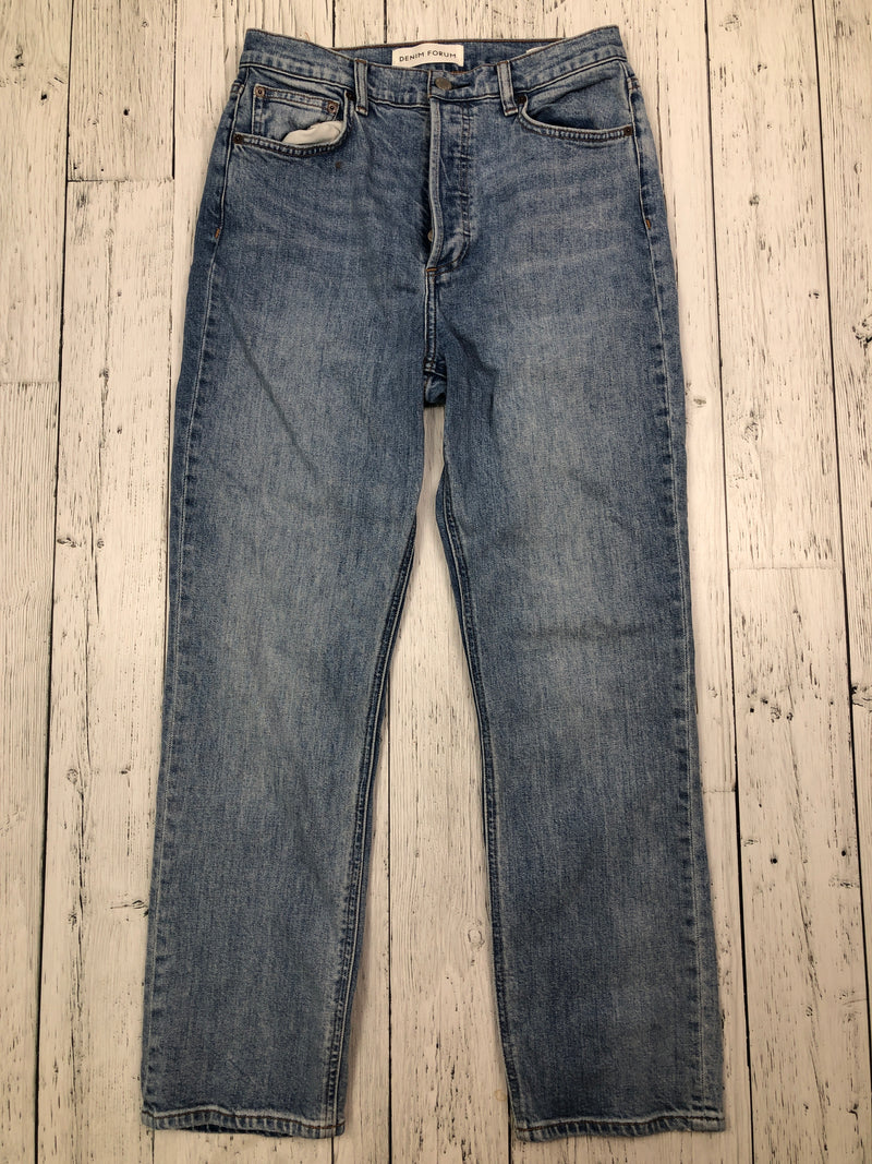 Denim Forum blue arlo high rise straight jeans - Hers M/29