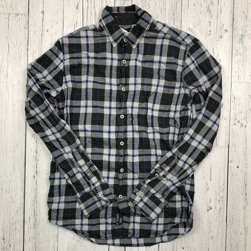 American eagle black blue plaid flannel - His S