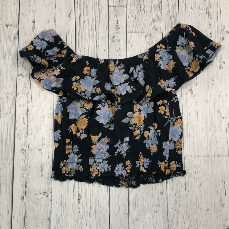 American Eagle black blue floral shirt - Hers M