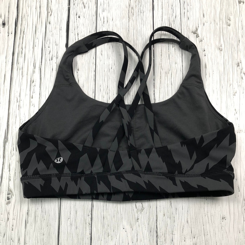 lululemon black grey patterned sports bra - Hers M/8