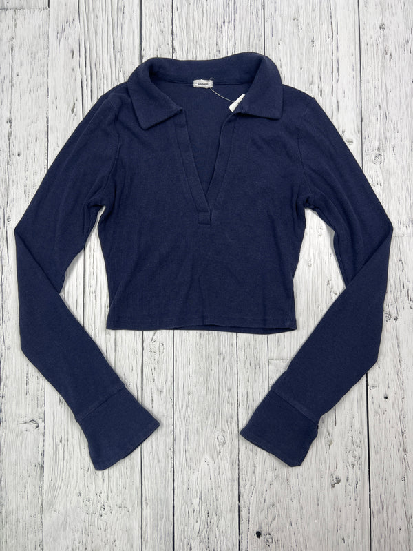 Garage navy blue cropped shirt - Hers M