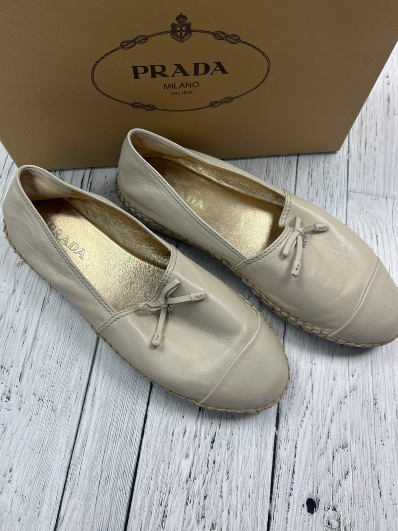 Prada Cream Leather Bow Espadrille flats - Hers 9