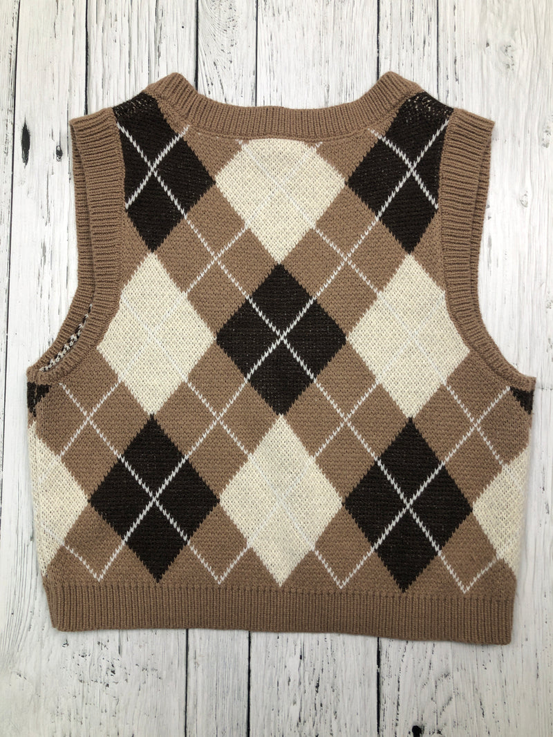 Garage brown white patterned sweater vest - Hers XS