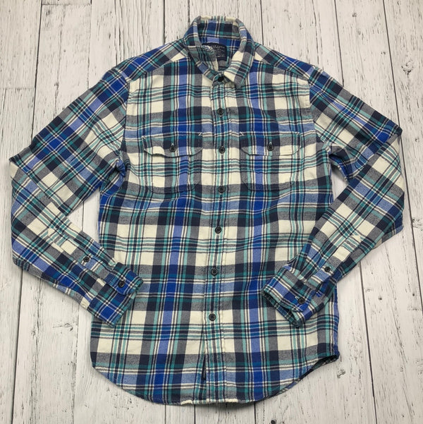 American Eagle Blue/White Flannel Button Up Shirt - His XS