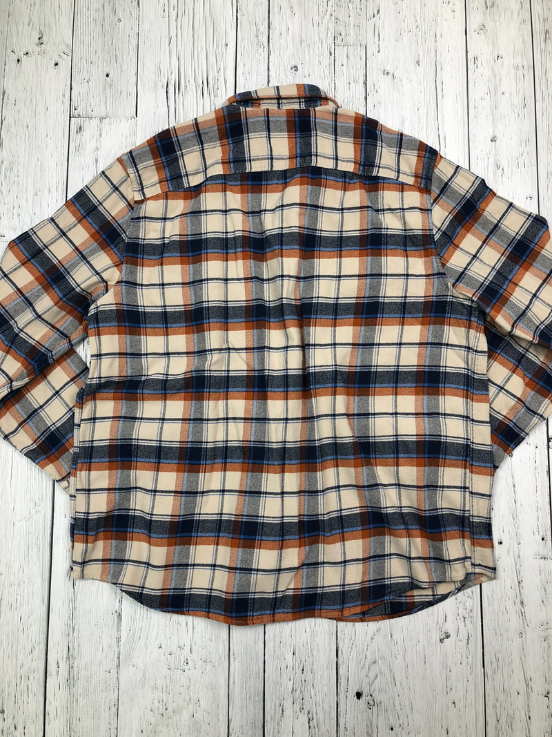 American Eagle brown blue plaid flannel - His XL