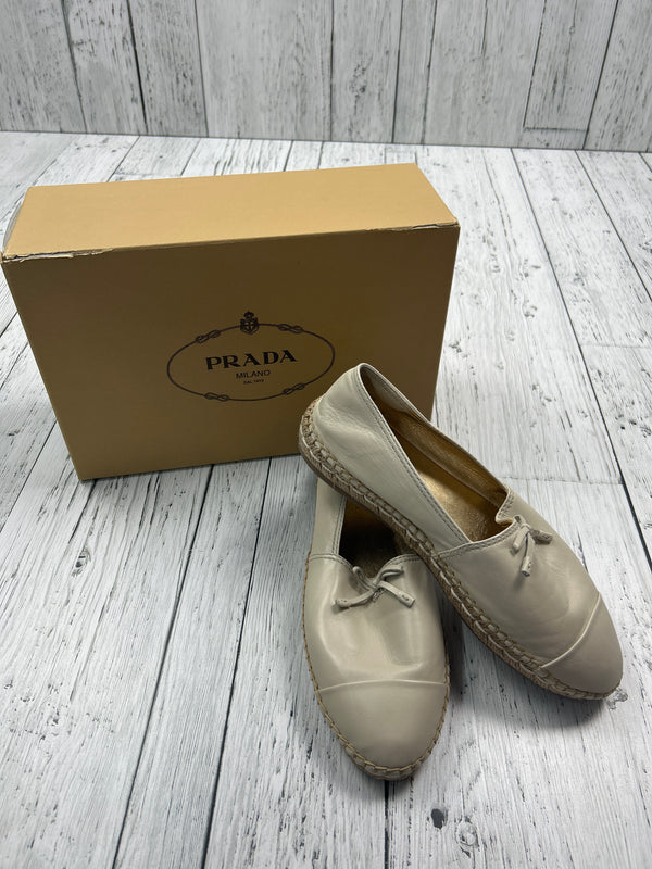 Prada Cream Leather Bow Espadrille flats - Hers 9