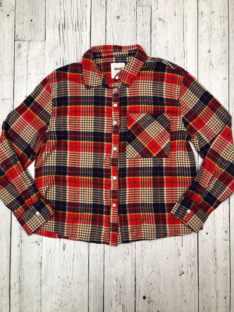 Aerie red blue plaid flannel - Hers S