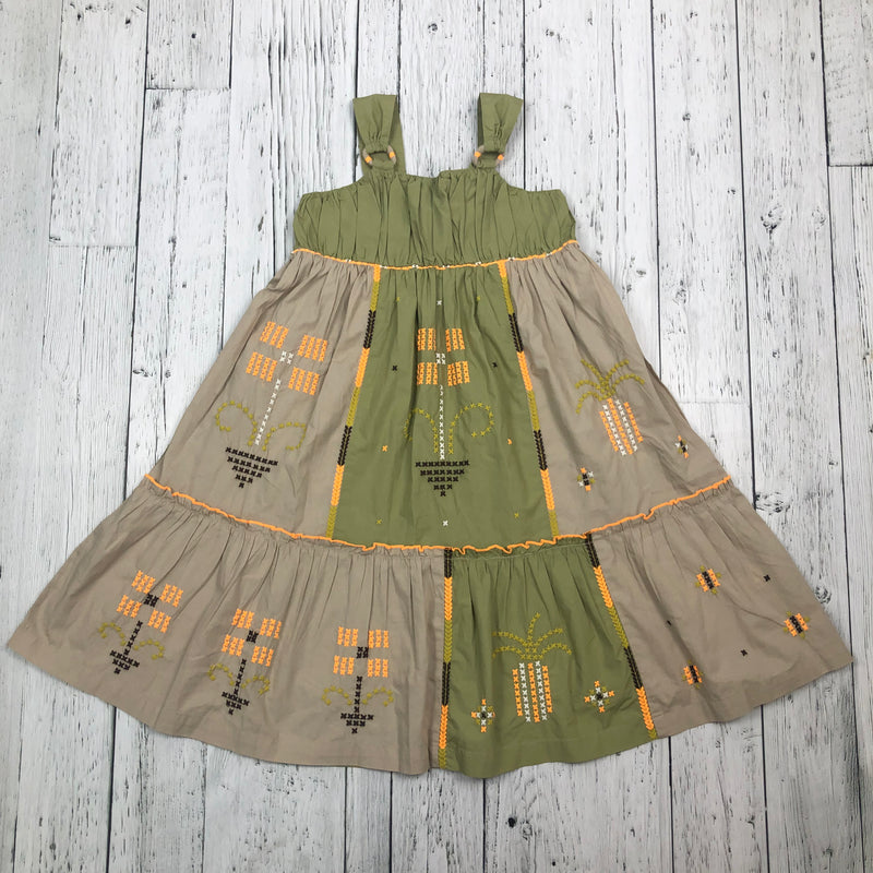 Zara Green/Khaki Embroidered Dress - Girls 10