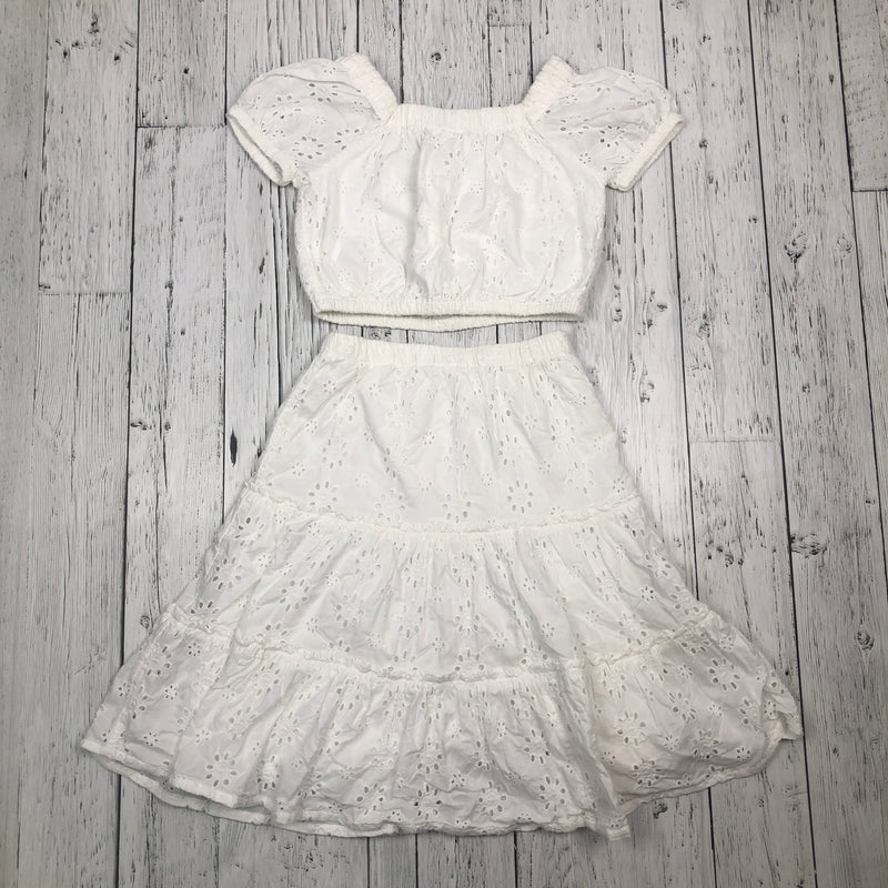 Gap White Embroidered Eyelet 2 Piece Skirt Set - Girls 8