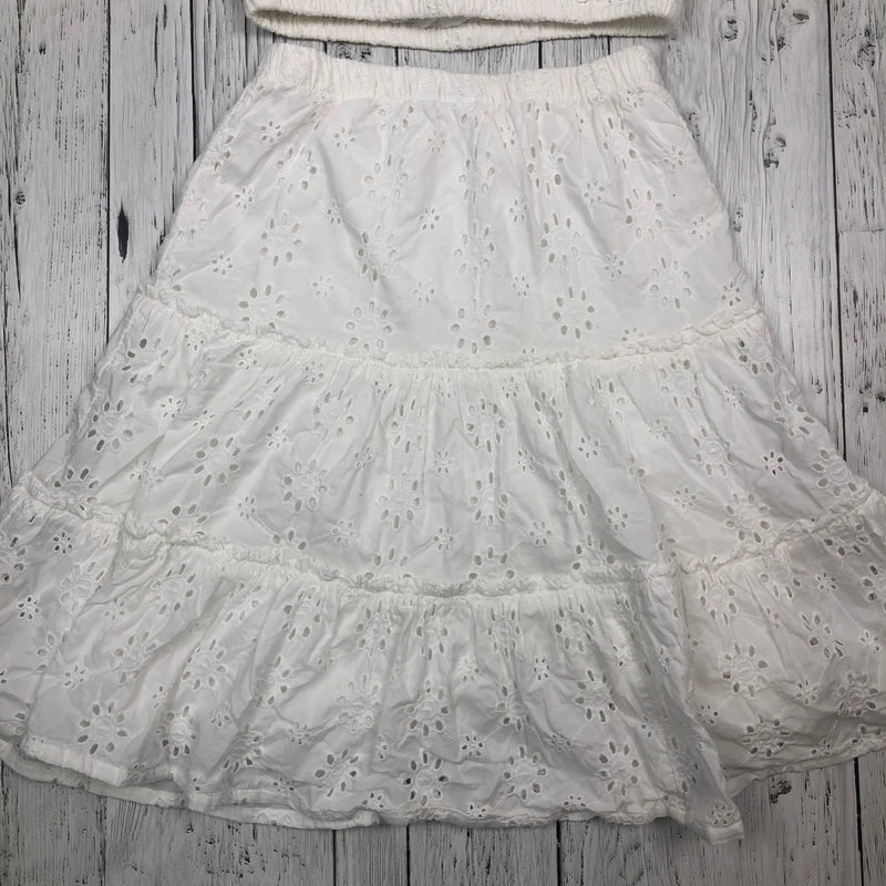 Gap White Embroidered Eyelet 2 Piece Skirt Set - Girls 8