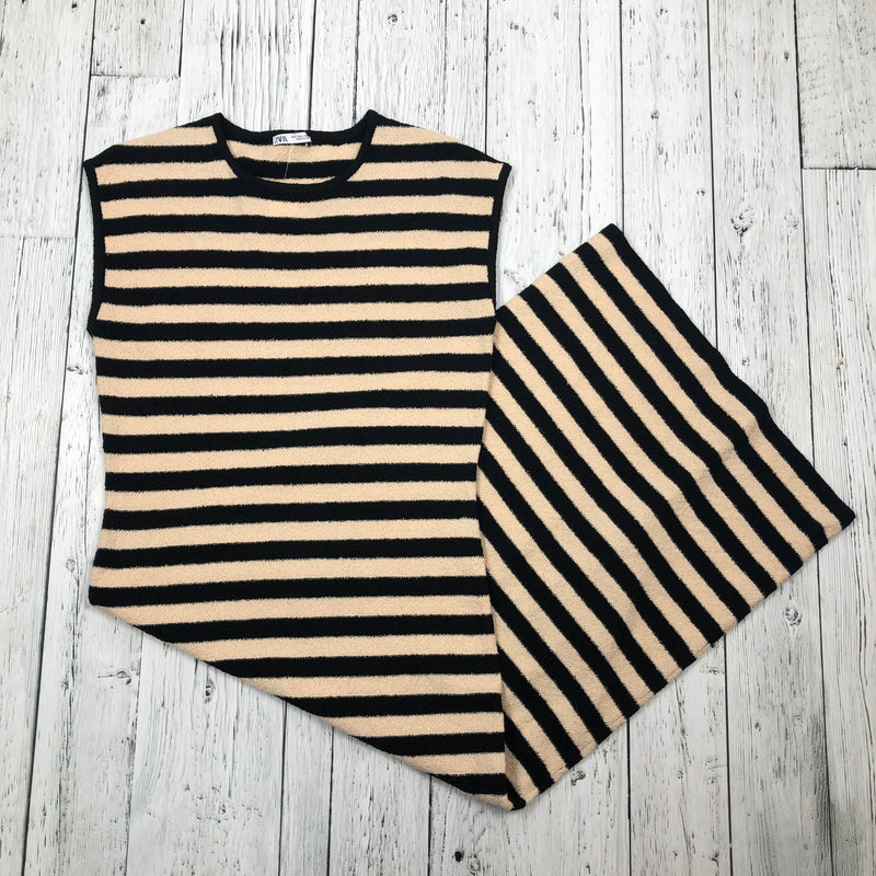 Zara Beige/Black Striped Mesh Dress - Hers L