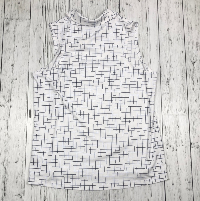 Nike White Blue Patterned Sleeveless Top - Hers L