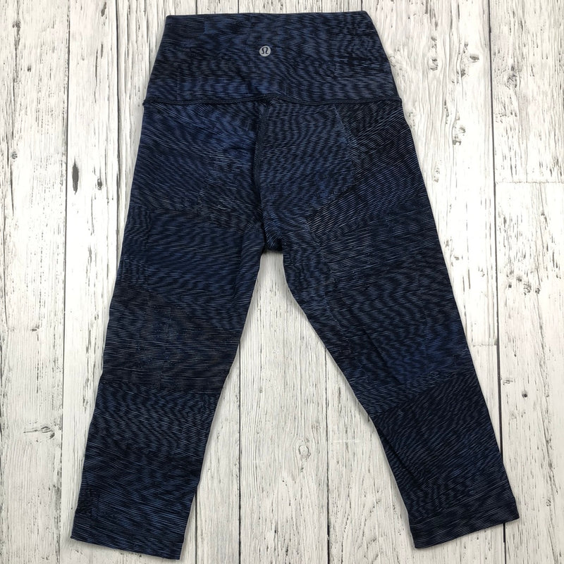 lululemon Blue/Black Stripes Cropped Leggings - Hers 4