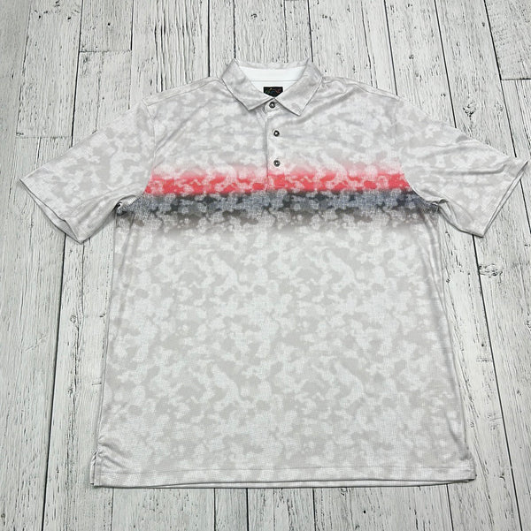 Greg Norman Grey/White Pattern Golf Shirt - His L