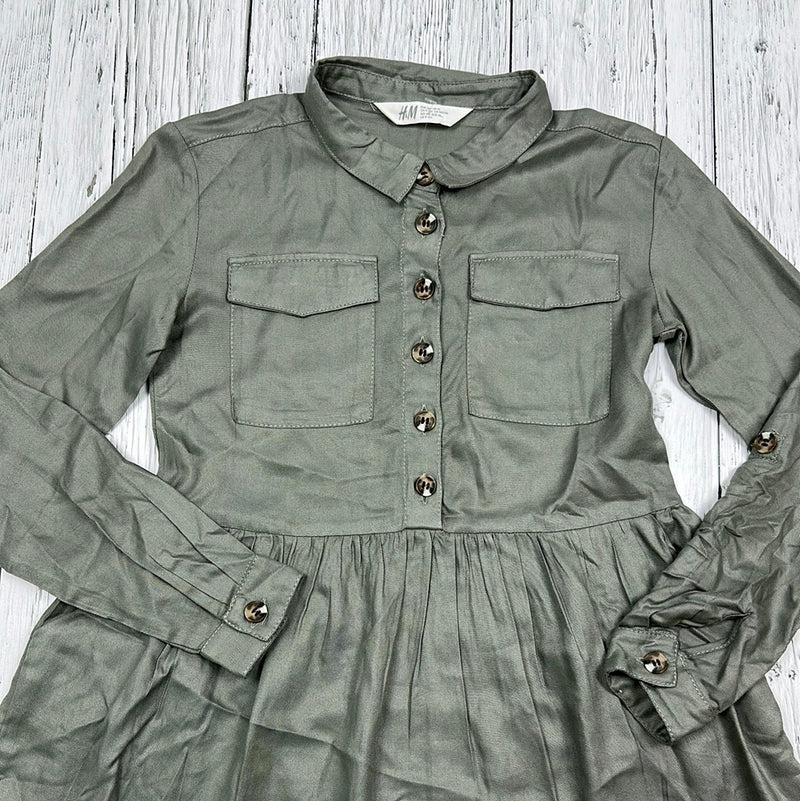 H&M Green Flowy Button Up Dress - Girls 10