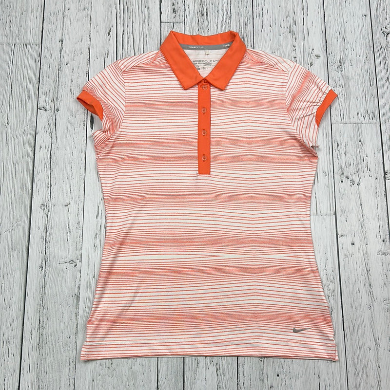 Nike Golf Orange/White Striped Golf Shirt - Hers S