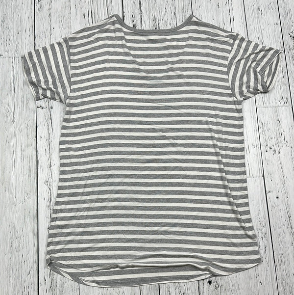 Thyme Maternity Grey/White Striped T-Shirt - Ladies M