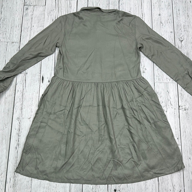 H&M Green Flowy Button Up Dress - Girls 10