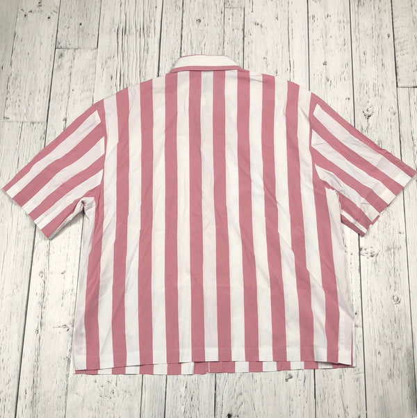 S a n d r o pink white stripe shortsleeve button up shirt - His XL