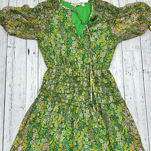 Ted Baker Green/Yellow Floral Puff Sleeve Dress - Hers XS/2