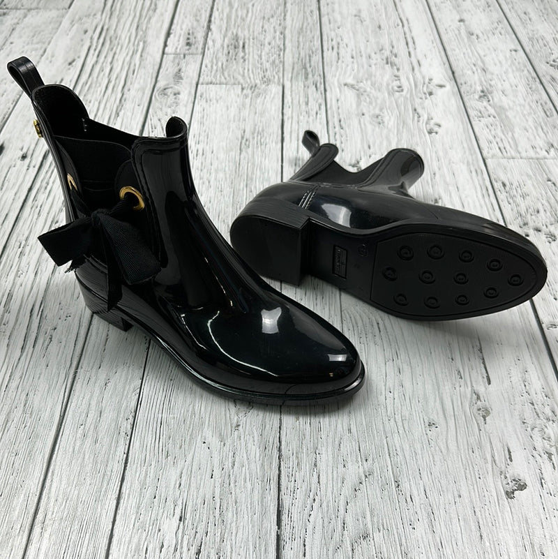 LemonJelly Black Shiny Rubber Boots - Hers 7