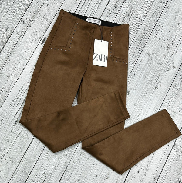 Zara Brown Suede Pants with Rhinestones - Girls 11/12